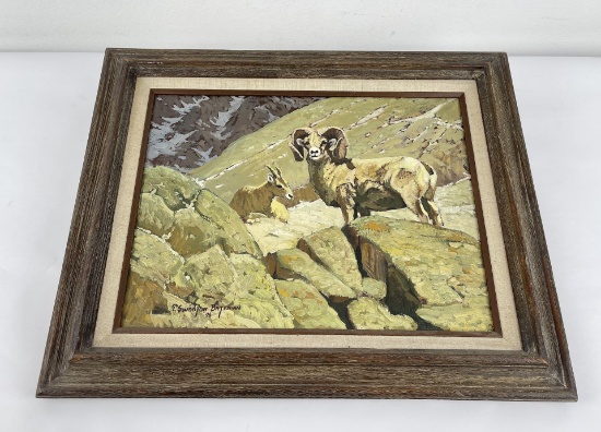 Terry Swanton Bateman Bighorn Sheep Oil on Canvas