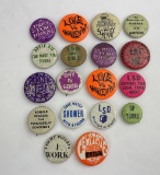 Lot of Anti War Hippie Free Love Pins 1960s