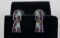 Pair of Zuni Sterling Silver Opal Inlay Earrings