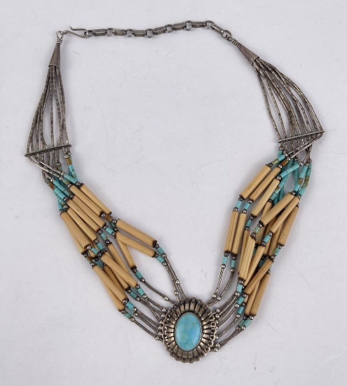 Navajo Sterling Silver Turquoise Choker Necklace
