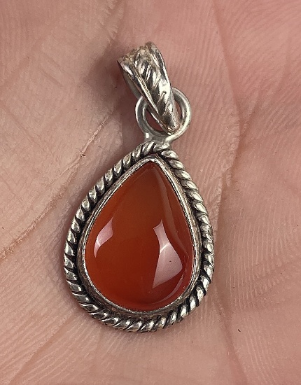 Sterling Silver Carnelian Necklace Pendant