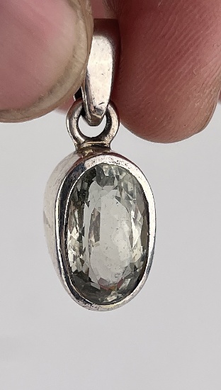 Sterling Silver Faceted Quartz Necklace Pendant