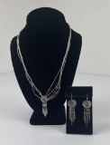 Navajo Sterling Silver Necklace Earrings Set