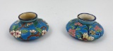 Longwy French Enamel Chinese Candlesticks