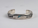 Navajo Sterling Silver Inlay Cuff Bracelet