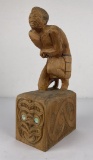 Polynesian Maori Warrior Wood Carving