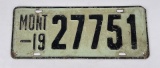 1919 Montana License Plate