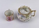 Group of Porcelain Dresden Sugar Bowl Demitasse