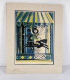 Mid Century Serigraph Silkscreen Carousel Print