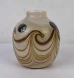 Beautiful Art Glass Swirled Vase Signed