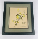 Karl Schicktanz Bird on Branch Watercolor Painting