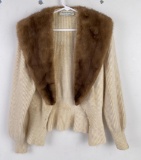 Vintage De Mura Knit Sweater Fur Collar