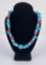 Navajo Turquoise Coral Sterling Silver Necklace