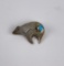 Navajo Sterling Silver Turquoise Bear Brooch