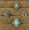 Group of Navajo Sterling Silver Turquoise Rings