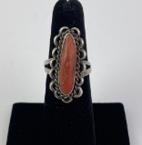 Navajo Red Coral Sterling Silver Ring