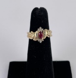 14k Yellow Gold Synthetic Ruby Ring