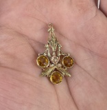 10k Yellow Gold Citrine Necklace Pendant