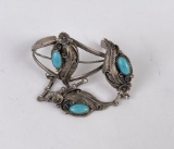 Navajo Sterling Silver Turquoise Slave Bracelet