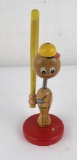 Vintage Wood Baseball Bobblehead Toy