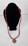 Indian Trade Bead White Heart Necklace