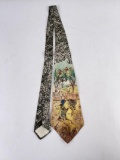 1940s Air Brush Painted Cowboy Bronc Tie