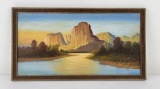 Antique Yosemite Valley California Painting