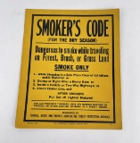 1928 US Forest Service No Smoking Poster