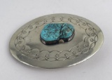 Navajo Sterling Silver Turquoise Belt Buckle