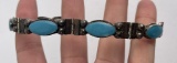 Taxco Sterling Silver Turquoise Link Bracelet