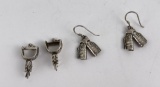 Sterling Silver Cowgirl Earrings Chaps Spurs