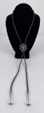 Navajo Sterling Silver Turquoise Buffalo Bolo Tie