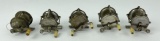 Group of 5 Antique Bait Casting Fishing Reels