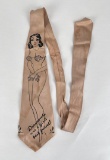 Antique Risque Nude Painted Silk Necktie