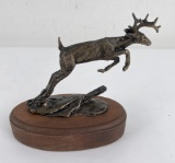 Gary Shoop Deer Crossing Log Bronze