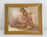 Indian Warrior Oil on Canvas Painting