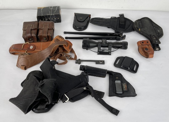 Group of Holsters and Gun Parts
