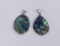 Pair of Abalone Sterling Silver Necklace Pendants