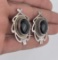 Taxco Mexico Sterling Silver Jet Earrings