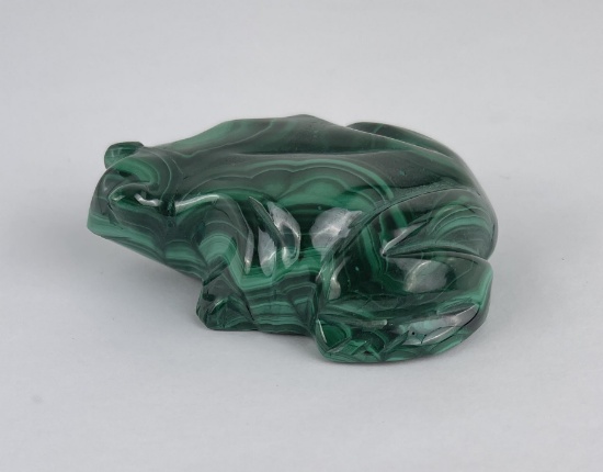 Hand Carved Malachite Stone Frog Toad