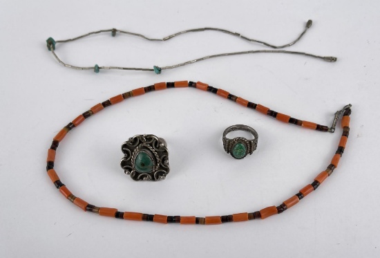 Group of Navajo Sterling Silver Turquoise Jewelry