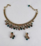 Rhinestone Costume Jewelry Necklace Earrings