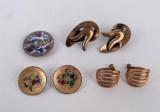 Mid Century Copper and Enamel Earrings