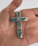 Navajo Sterling Silver Turquoise Inlay Cross