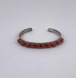 Navajo Sterling Silver Coral Bracelet