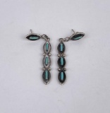 Zuni Sterling Turquoise Petit Point Earrings