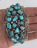 Stunning Sterling Silver Navajo Turquoise Bracelet
