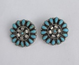 Zuni Petit Point Turquoise Sterling Earrings
