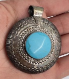 Sterling Silver Persian Turquoise Necklace Pendant