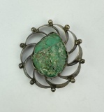 Old Pawn Navajo Sterling Silver Turquoise Brooch